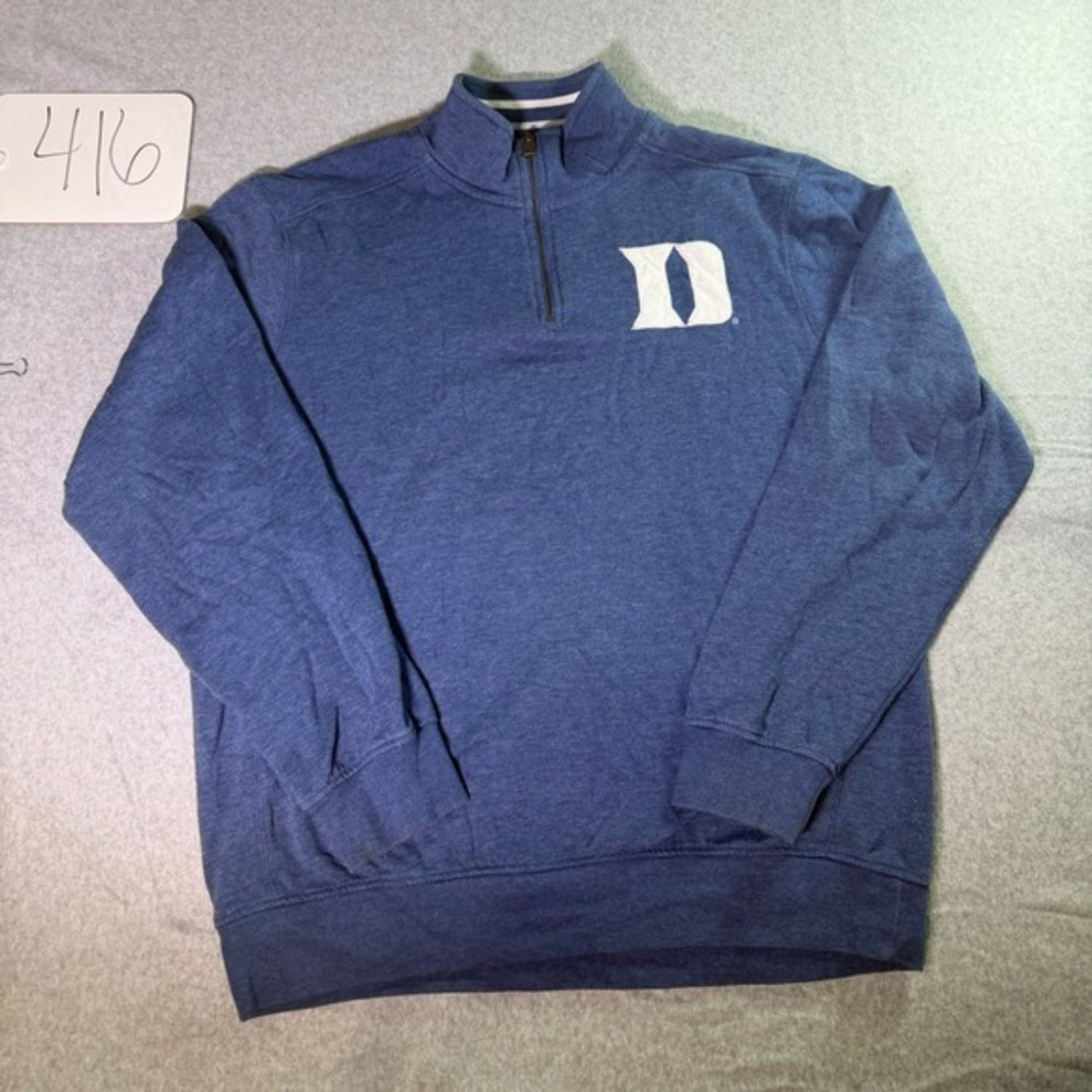 League Duke Blue Devils Triblend Sweats Quarter Zip Pullover Blue Mens Large